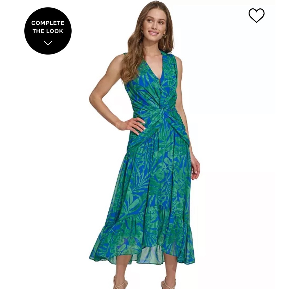 New with tags.DkNy dress.   Gorgeous chiffon flowy.  Green and blue.